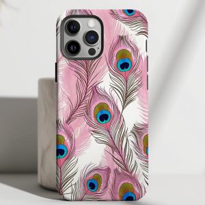 Peacock Muse - Blush Feathers Case
